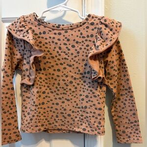 Kids Long-Sleeve Sweatshirt with Animal Print Style & Ruffle Sleeves 4T